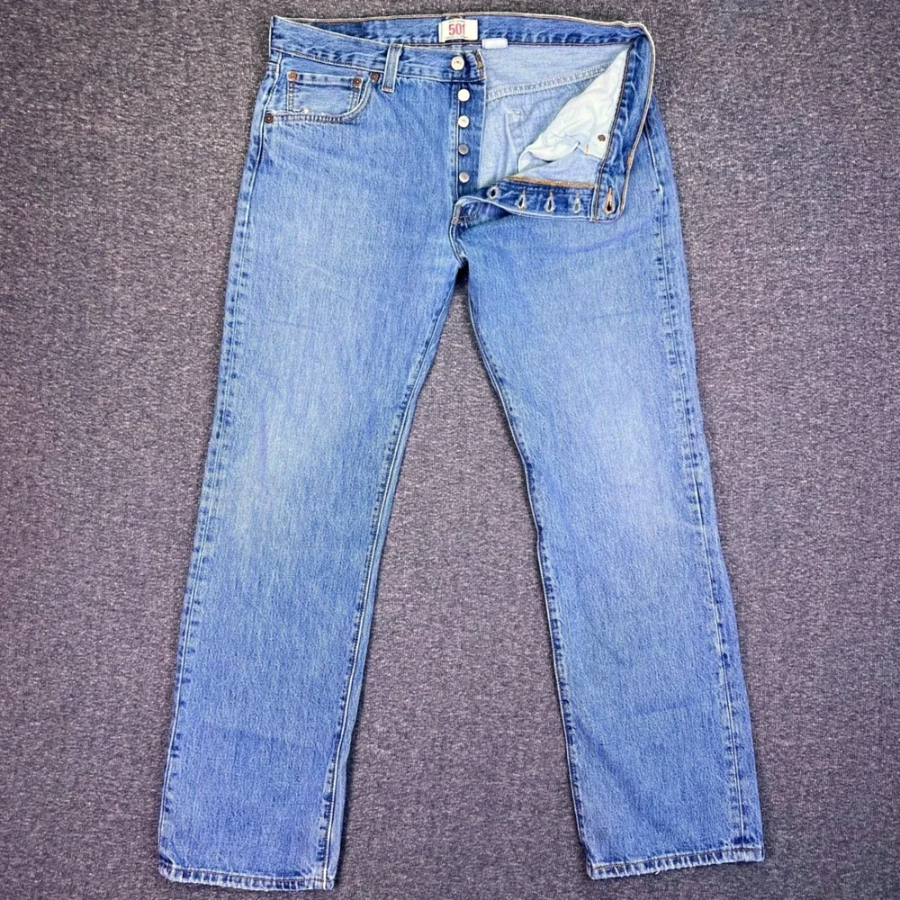 Levis 501‎ Original Jeans Mens 36x32 Blue Straight Leg Casual Casual Button Fly